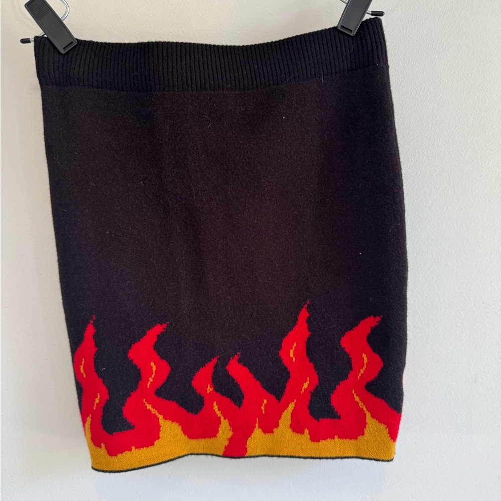 🔥 Fire Flames Knit Mini Skirt - Y2K Style Bodycon Skirt 🔥 szM